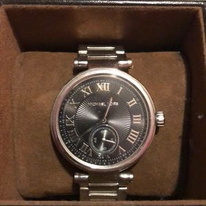 Michael Kors black and stainless steel watch